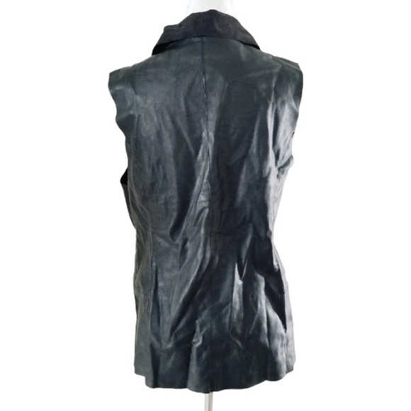I JEANS BY BUFFALO BLACK LEATHER LOOK VEST SZ L - Picture 3 of 4